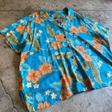 画像3: FLORAL PATTERN ALOHA RAYON COLOR SHIRTS / Ladies L (3)