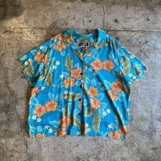 画像1: FLORAL PATTERN ALOHA RAYON COLOR SHIRTS / Ladies L (1)