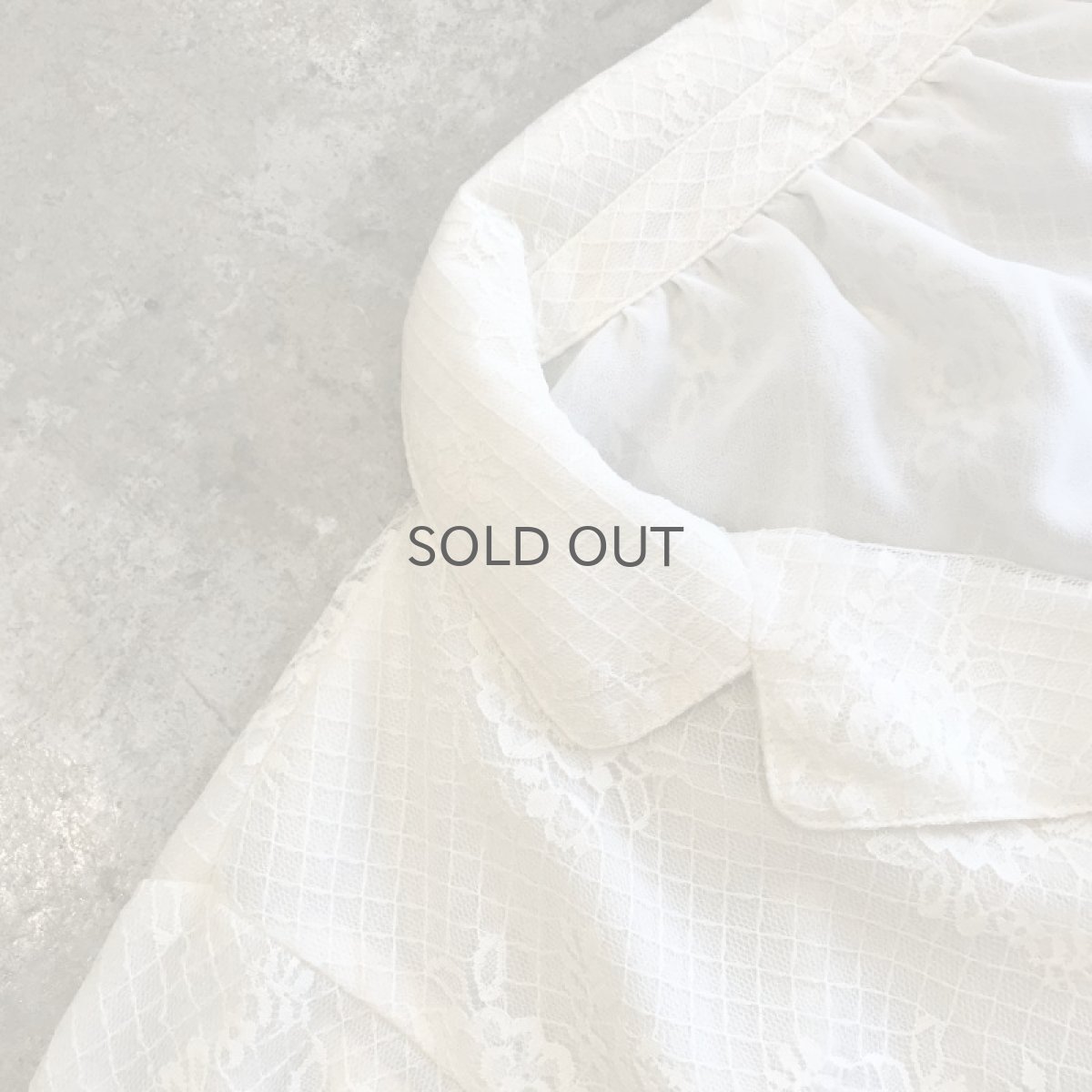 画像7: ALL OVER LACE PATTERN SHEER OPEN COLLAR SHIRT / Ladies M (7)