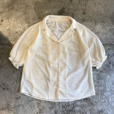 画像1: ALL OVER LACE PATTERN SHEER OPEN COLLAR SHIRT / Ladies M (1)