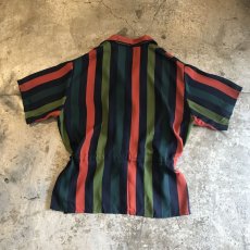 画像2: COLOR STRIPE PATTERN SHEER SHIRT S/S JACKET / Ladies L (2)