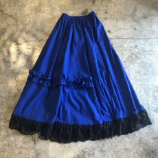 画像1: COLOR FRILL PATTERN LONG SKIRT / W23~29(M) (1)