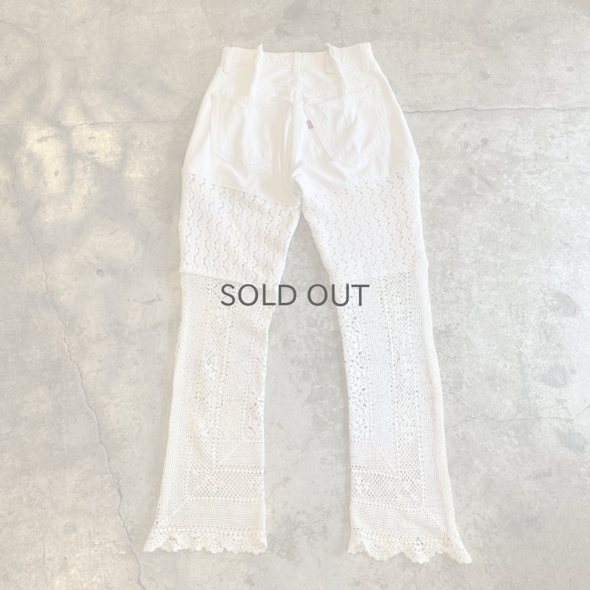 画像2: 【Wiz&Witch】"UNITED" VINTAGE LACE DENIM PANTS / W28 (2)