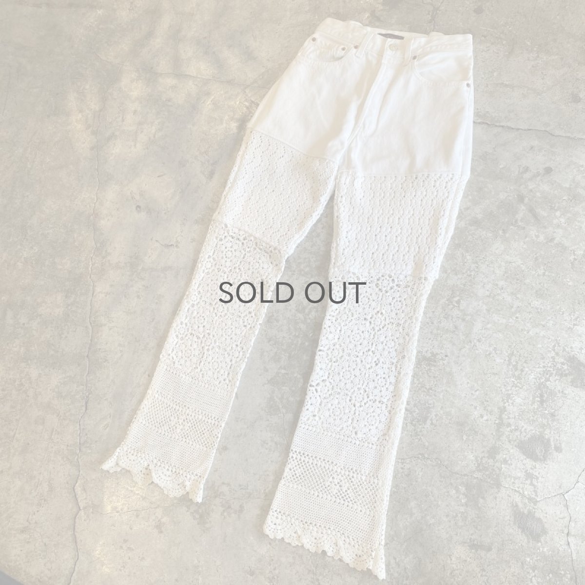 画像4: 【Wiz&Witch】"UNITED" VINTAGE LACE DENIM PANTS / W28 (4)