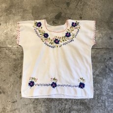 画像1: COLOR STITCH FLOWER EMBROIDERY S/S TOPS / Ladies M (1)