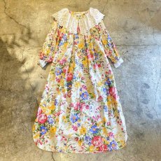 画像1: FLORAL PATTERN LACE COLLAR ONE-PIECE / Ladies S / MADE IN USA (1)