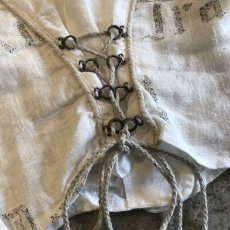 画像10: OLD EURO CORSET DESIGN LINEN TOPS / Ladies M (10)