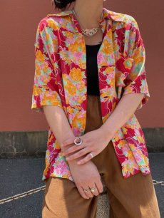 画像10: OLD FLORAL PATTERN SHIRTS / Ladies L (10)