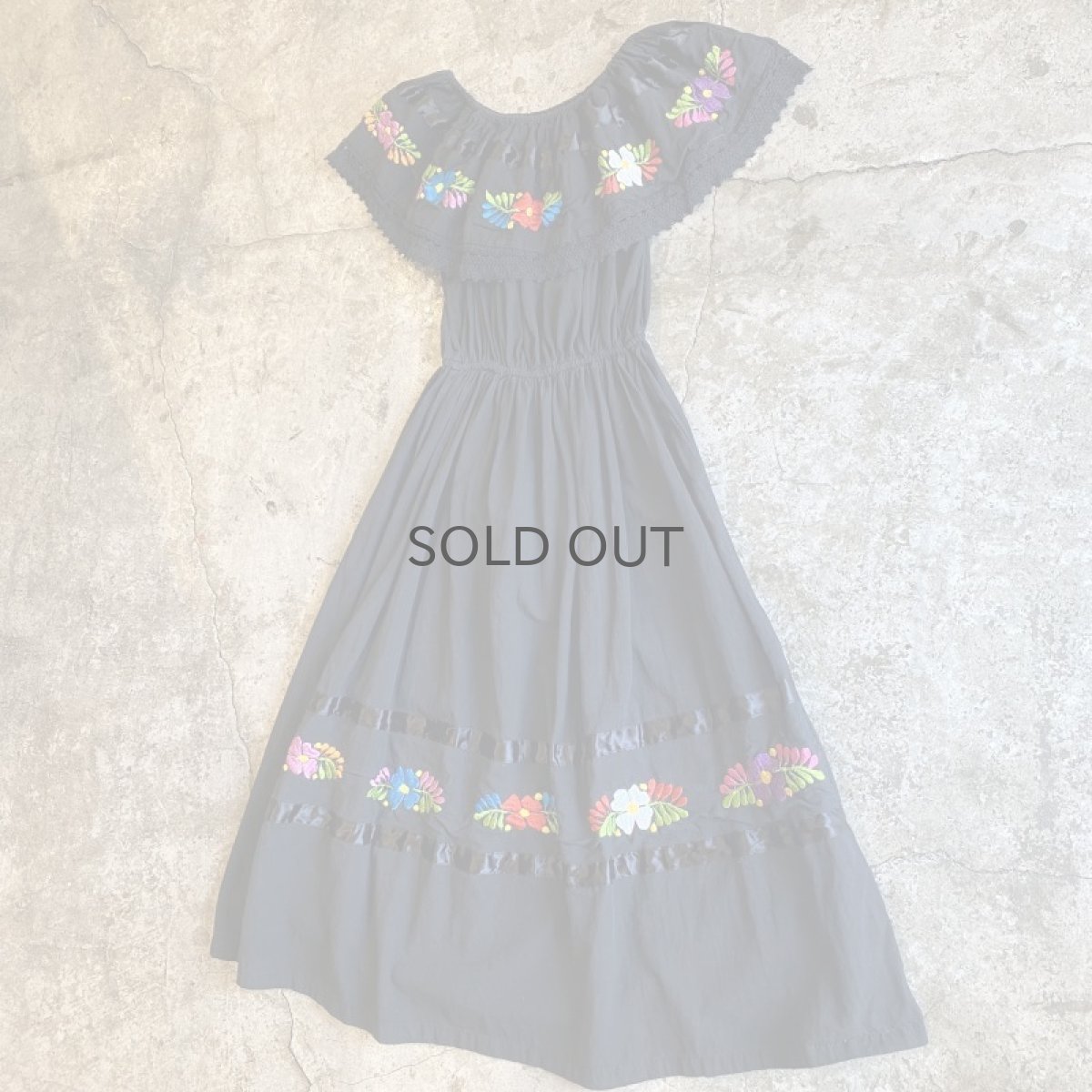 画像4: MEXICAN EMBROIDERY DESIGN ONE-PIECE / Ladies L (4)