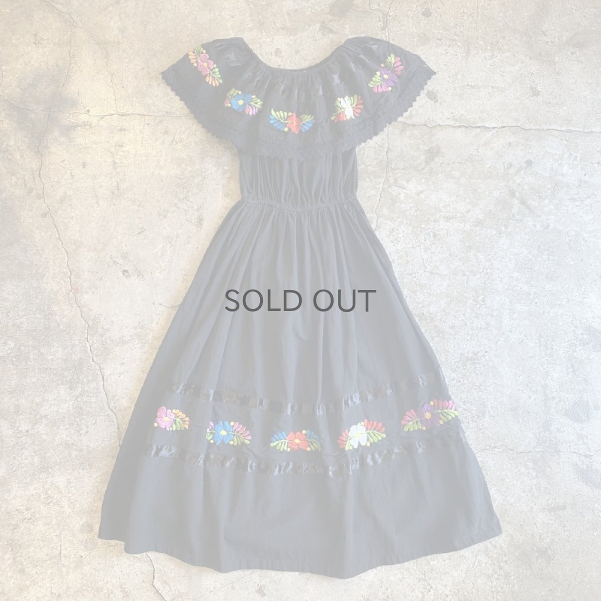 画像1: MEXICAN EMBROIDERY DESIGN ONE-PIECE / Ladies L (1)
