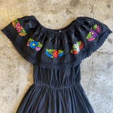 画像5: MEXICAN EMBROIDERY DESIGN ONE-PIECE / Ladies L (5)