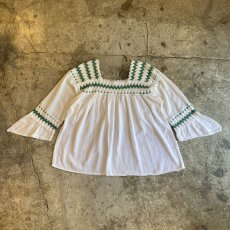 画像1: SQUARE NECK EMBROIDERY TOPS / Ladies M (1)