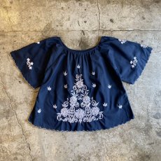 画像1: FLORAL EMBROIDERY FLARE S/S TOPS / Ladies M (1)