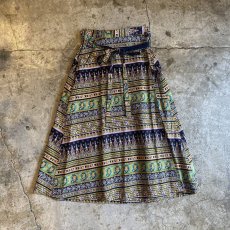 画像1: ALL OVER PATTERN DESIGN WRAP SKIRT / FREE (1)