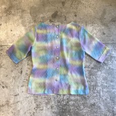 画像2: RAINBOW COLOR BACK BUTTON DESIGN SHEER S/S TOPS / Ladies M (2)