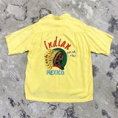 画像1: "INDIAN MEXICO" EMBROIDERY BOWLING S/S SHIRT / Mens M~L (1)