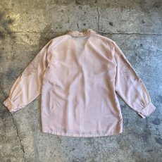 画像2: PINK BEIGE COLOR EMBROIDERY DESIGN L/S SHIRT / Ladies M (2)