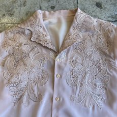 画像6: PINK BEIGE COLOR EMBROIDERY DESIGN L/S SHIRT / Ladies M (6)