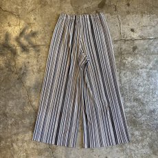 画像2: PLEATED STRIPE SATIN WIDE PANTS / W25~W29 (2)