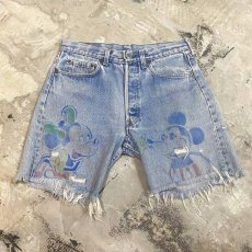 画像1: MICKEY & MINNIE MOUSE PAINTED DENIM SHORTS / W30 (1)