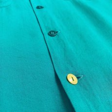 画像5: 50's【KING LOUIE】TURQUOISE COLOR BOWLING S/S SHIRT / Mens L (5)