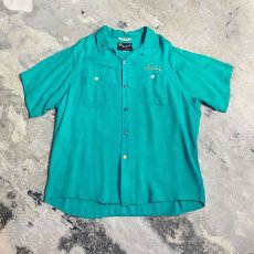 画像1: 50's【KING LOUIE】TURQUOISE COLOR BOWLING S/S SHIRT / Mens L (1)