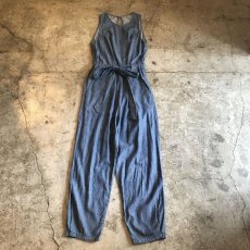 画像1: INDIGO BLUE COLOR RIBBON DESIGN JUMPSUIT / Ladies M (1)