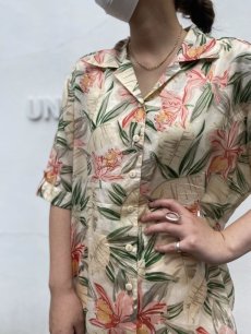 画像9: FLOWER PATTERN SILK S/S SHIRT / Ladies L (9)