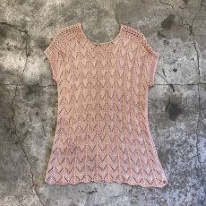 画像2: ALL OVER WAVE PATTERN COLOR CROCHET SHORT SLEEVE TOPS / Ladies M (2)