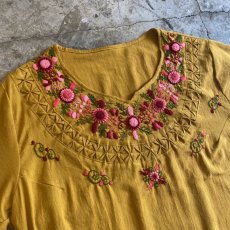 画像3: EMBROIDERY COLOR COTTON S/S TOPS / Ladies L (3)