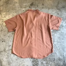 画像2: BROWN COLOR OVER S/S OPEN COLLAR SHIRT / Ladies L (2)