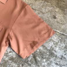 画像6: BROWN COLOR OVER S/S OPEN COLLAR SHIRT / Ladies L (6)