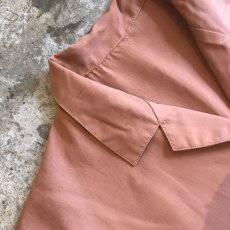 画像7: BROWN COLOR OVER S/S OPEN COLLAR SHIRT / Ladies L (7)