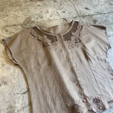 画像3: FLOWER DESIGN PUNCHING LACE S/S SHIRT / Ladies M (3)