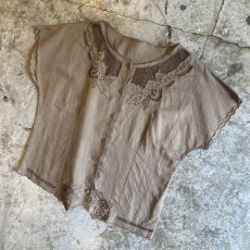 画像4: FLOWER DESIGN PUNCHING LACE S/S SHIRT / Ladies M (4)