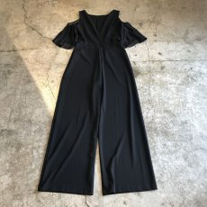 画像2: SHEER FRILL DESIGN BLACK COLOR N/S JUMPSUIT / Ladies M (4P) (2)