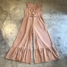 画像1: FRILL DESIGN PINK BEIGE COLOR N/S JUMPSUIT / Ladies M (1)