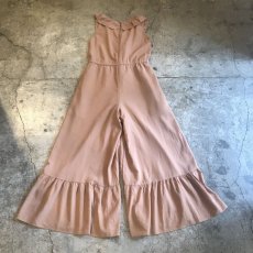 画像2: FRILL DESIGN PINK BEIGE COLOR N/S JUMPSUIT / Ladies M (2)