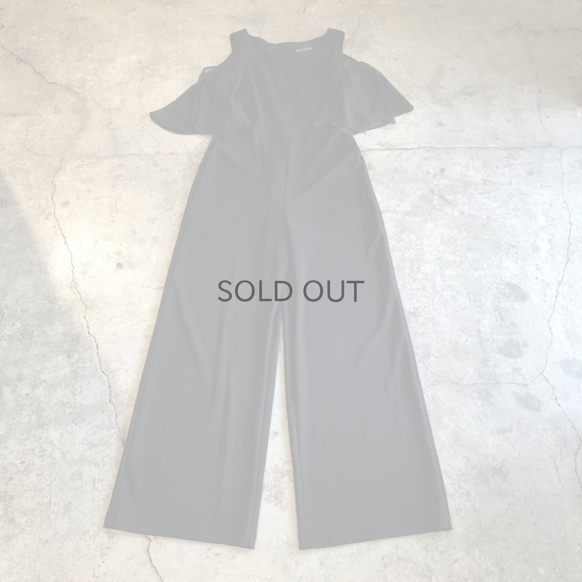 画像1: SHEER FRILL DESIGN BLACK COLOR N/S JUMPSUIT / Ladies M (4P) (1)