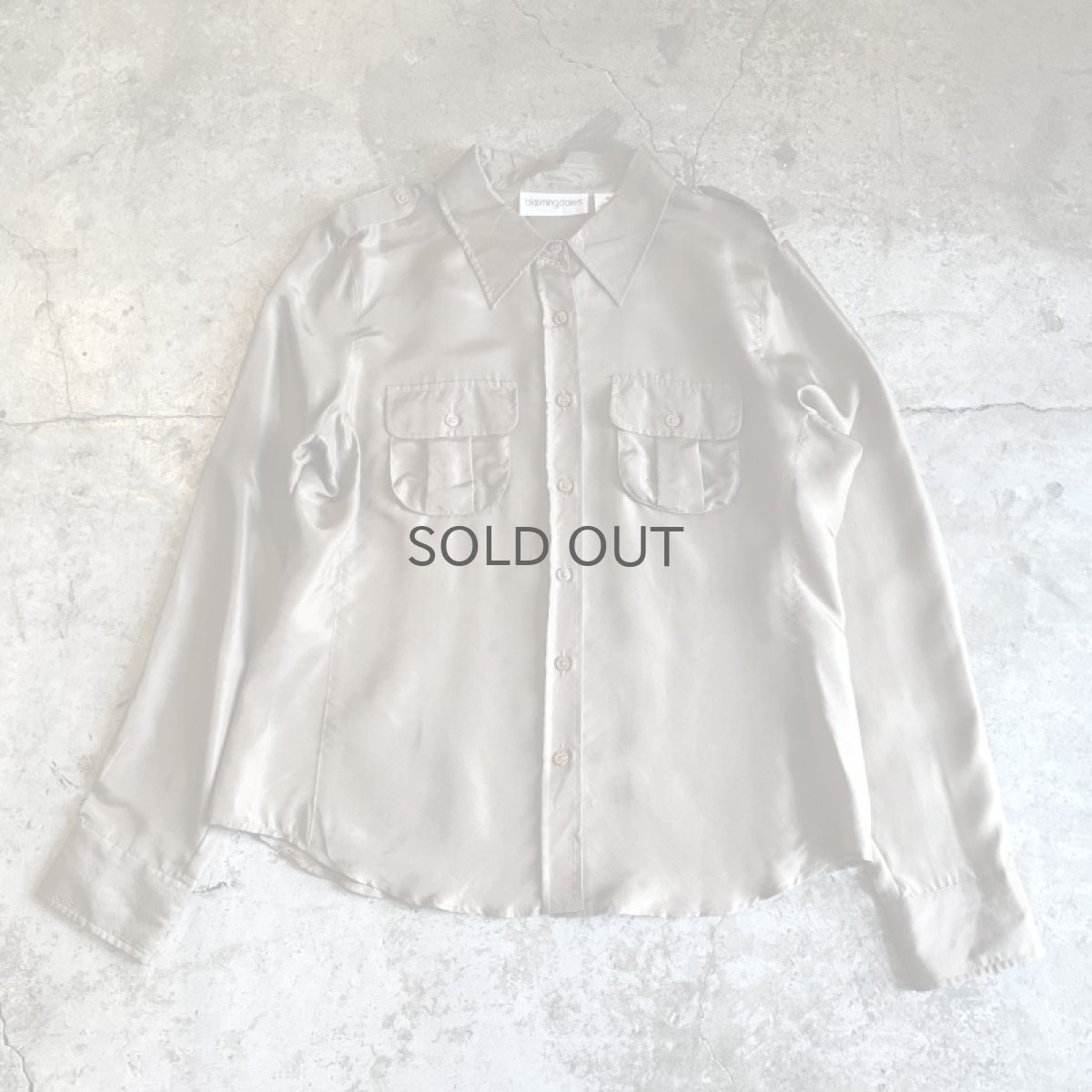 画像1: OLIVE COLOR POCKET DESIGN SILK L/S SHIRT / Ladies M (12) (1)
