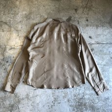 画像2: OLIVE COLOR POCKET DESIGN SILK L/S SHIRT / Ladies M (12) (2)