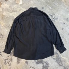 画像2: BLACK COLOR SILK L/S SHIRT / Mens L (2)