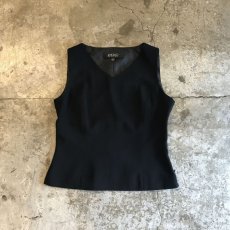 画像1: BLACK COLOR SIDE ZIP DESIGN N/S TOPS / Ladies M(4) (1)