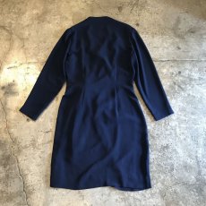 画像2: NAVY COLOR WAIST RIBBON DESIGN DRAPE LONG TOPS / Ladies M(8) (2)