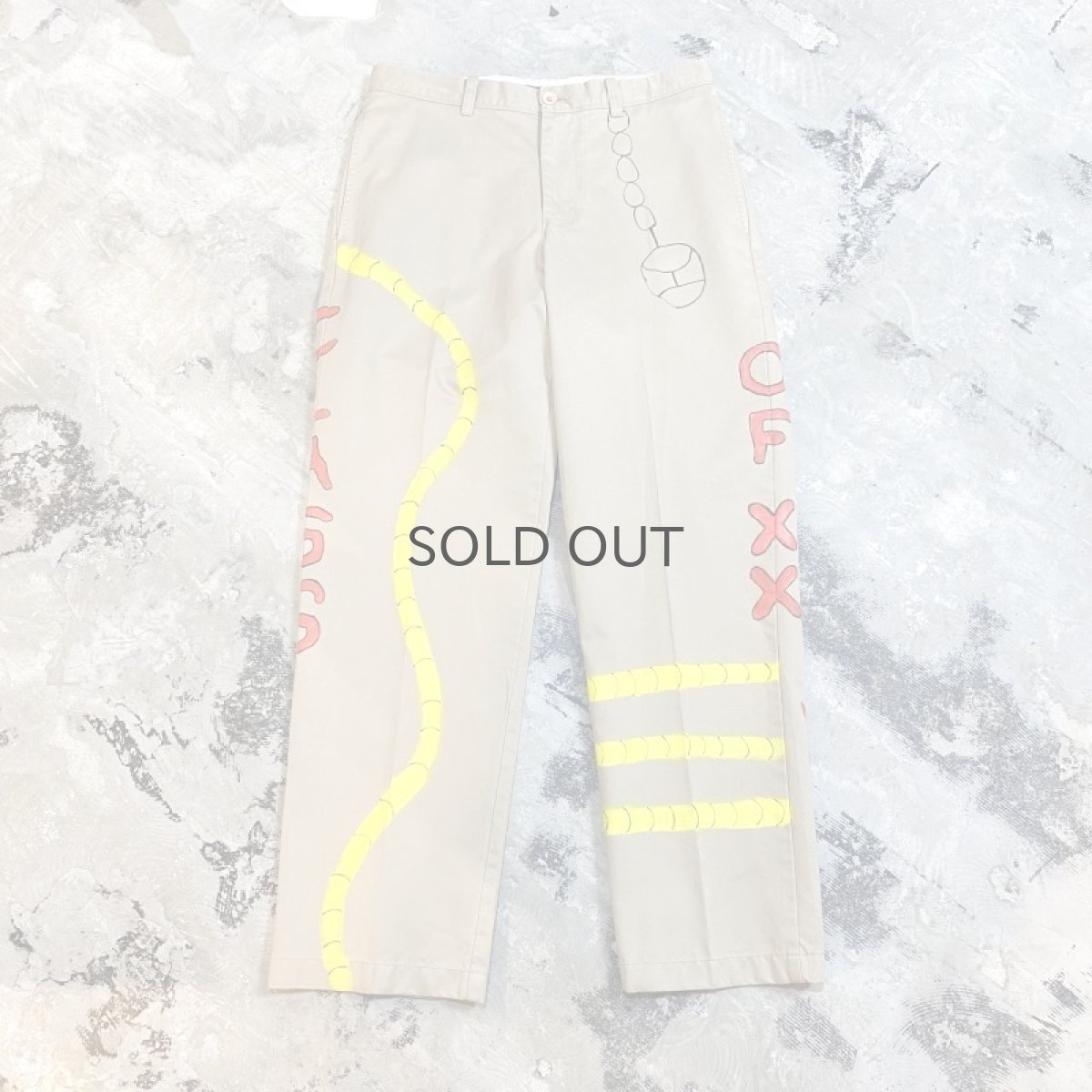 画像1: HAND PAINTED "CLASS OF XX" CHINO PANTS / W33 (1)