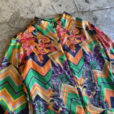 画像3: OLD COLORFUL ALL OVER PATTERN DESIGN SHIRT / Ladies M (3)