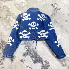 画像2: 80's SKULL BLEACH SHORT DENIM JACKET / Mens S(M) (2)