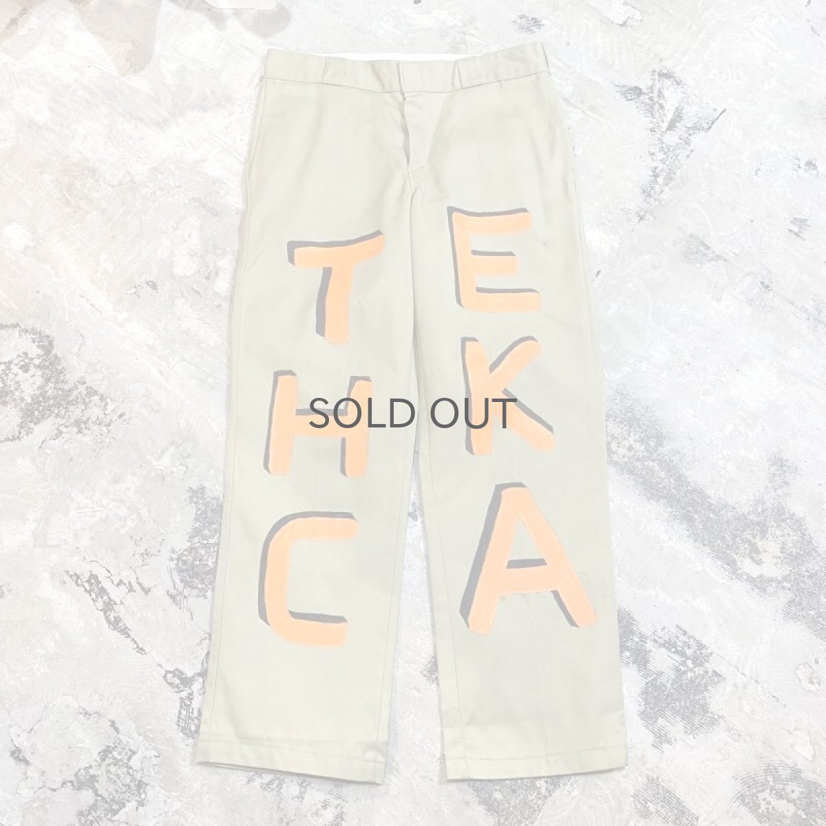 画像1: HAND PAINTED "T H C E K A" WORK PANTS / W34 (1)