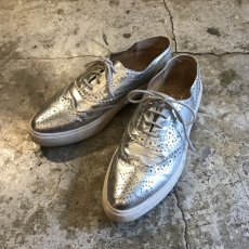 画像1: METALLIC LEATHER LACE UP SHOES / UK 4.5  (1)