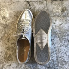 画像2: METALLIC LEATHER LACE UP SHOES / UK 4.5  (2)